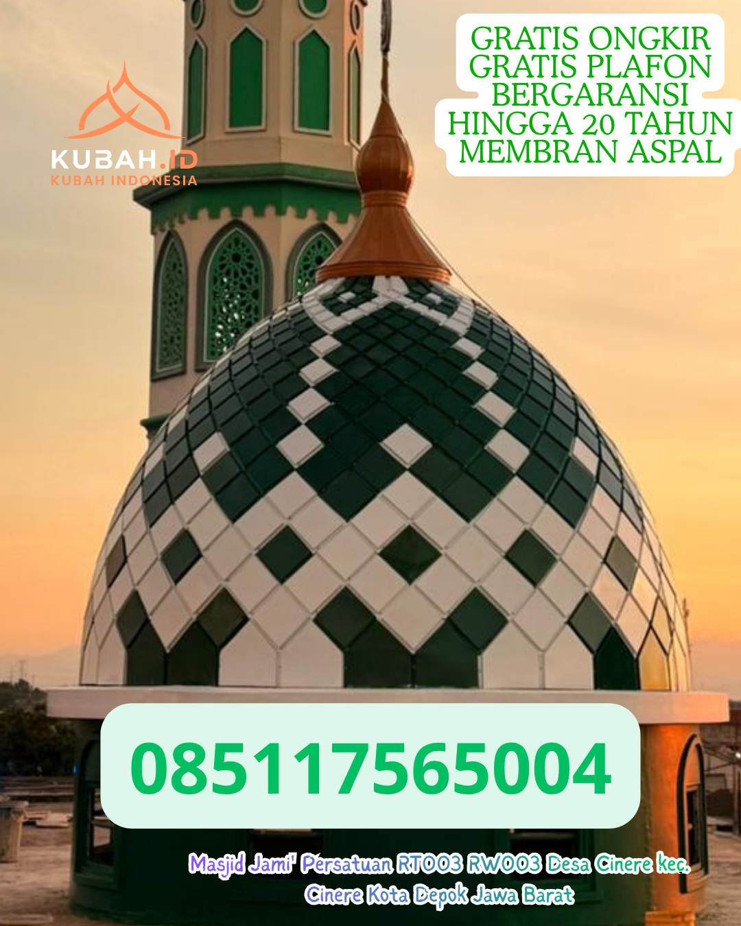 PABRIK KUBAH MASJID STAINLESS STEEL TERPERCAYA DI GUNUNG TABUR, KAB. BERAU, KALIMANTAN TIMUR (WA: 085117565004)
