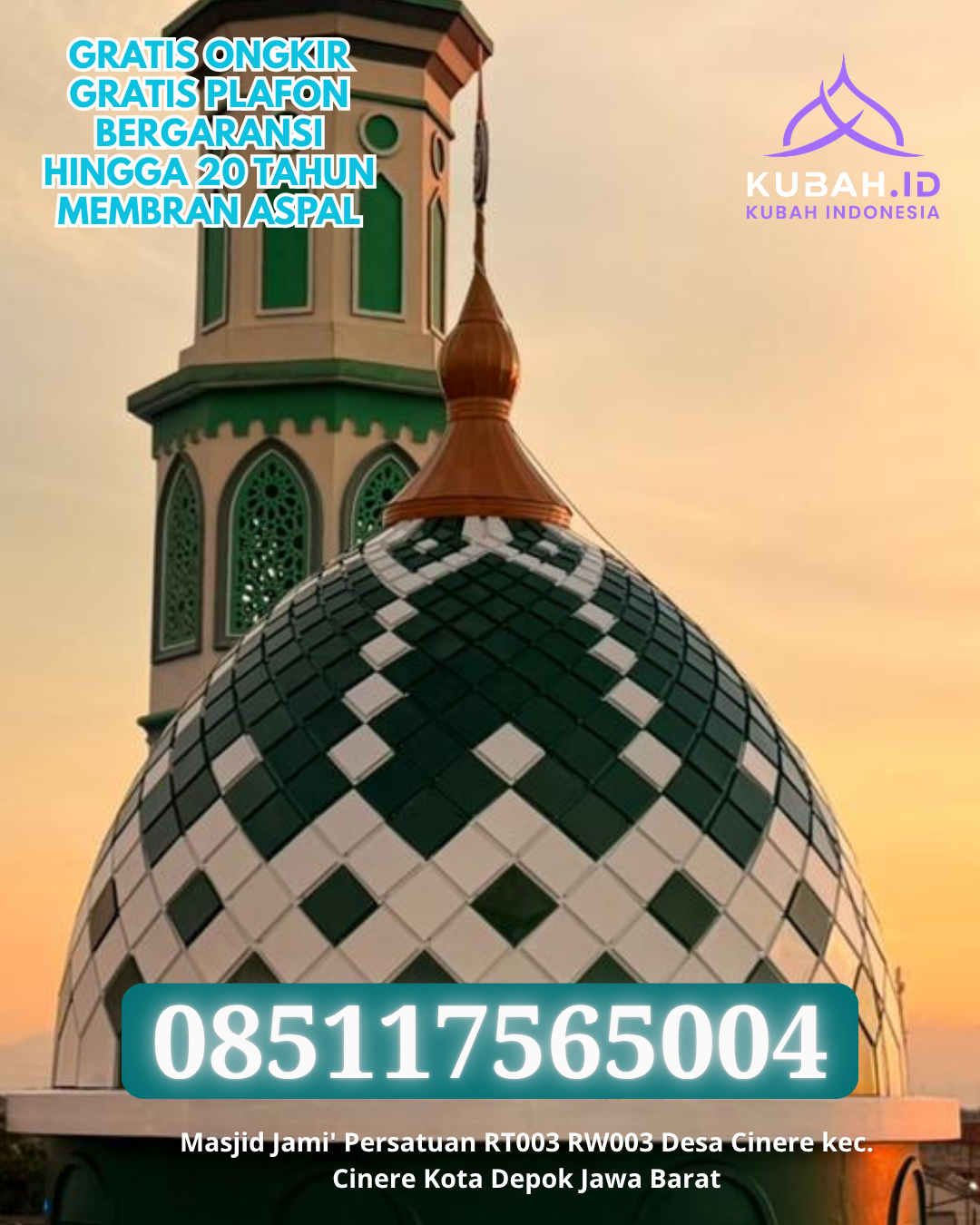 PABRIK KUBAH MASJID STAINLESS STEEL TERPERCAYA DI ANGGAWA, KAB. KUTAI KARTANEGARA, KALIMANTAN TIMUR (WA: 085117565004)