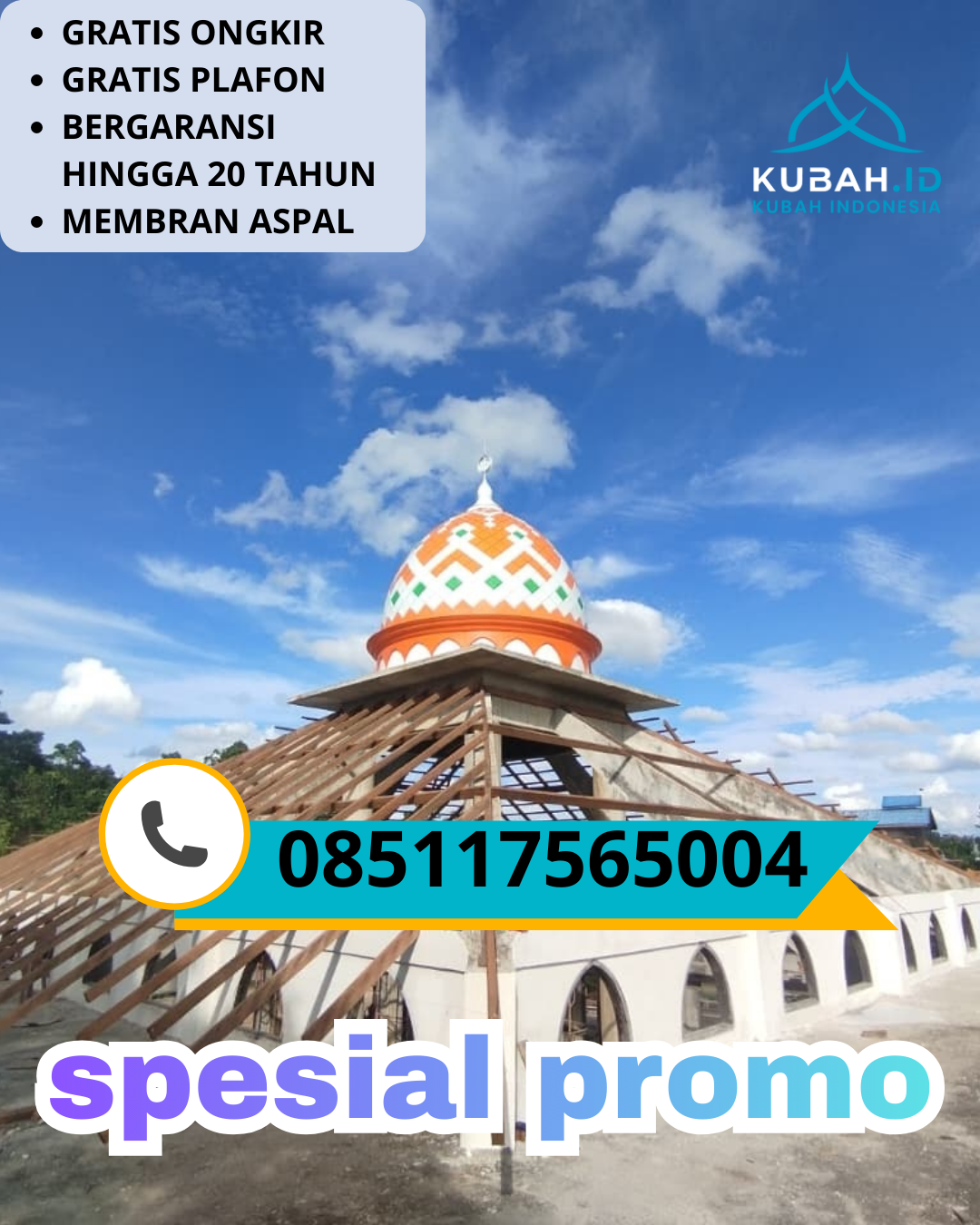 KUBAH MASJID GALVALUME BERKUALITAS BERGARANSI DI KEC. JETIS, KAB. BANTUL, DI YOGYAKARTA (WA: 085117565004)
