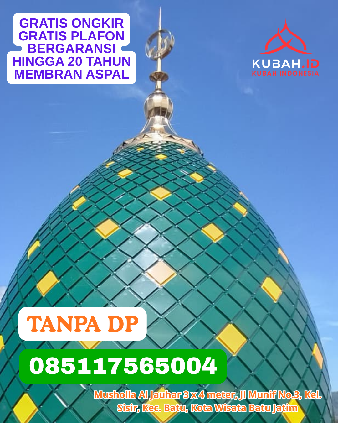 KUBAH MASJID GALVALUME ANTI KARAT KEC. SUMARORONG KAB. MAMASA PROV. SULAWESI BARAT WA 085117565004