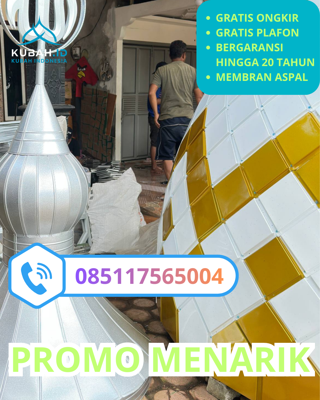 JUAL KUBAH MASJID GALVALUME PREMIUM DI KEC. EROMOKO, KAB. WONOGIRI, JAWA TENGAH (WA: 085117565004)