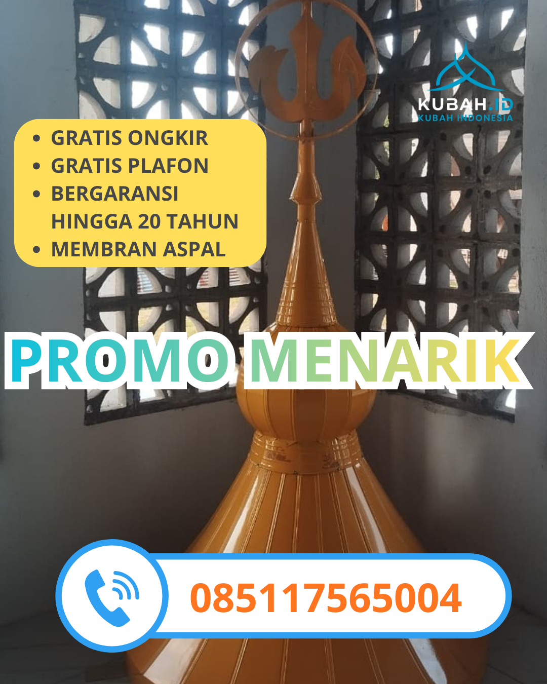 KUBAH MASJID GALVALUME DESAIN ELEGAN DI KEC. BARAT, KAB. MAGETAN, JAWA TIMUR (WA: 085117565004)
