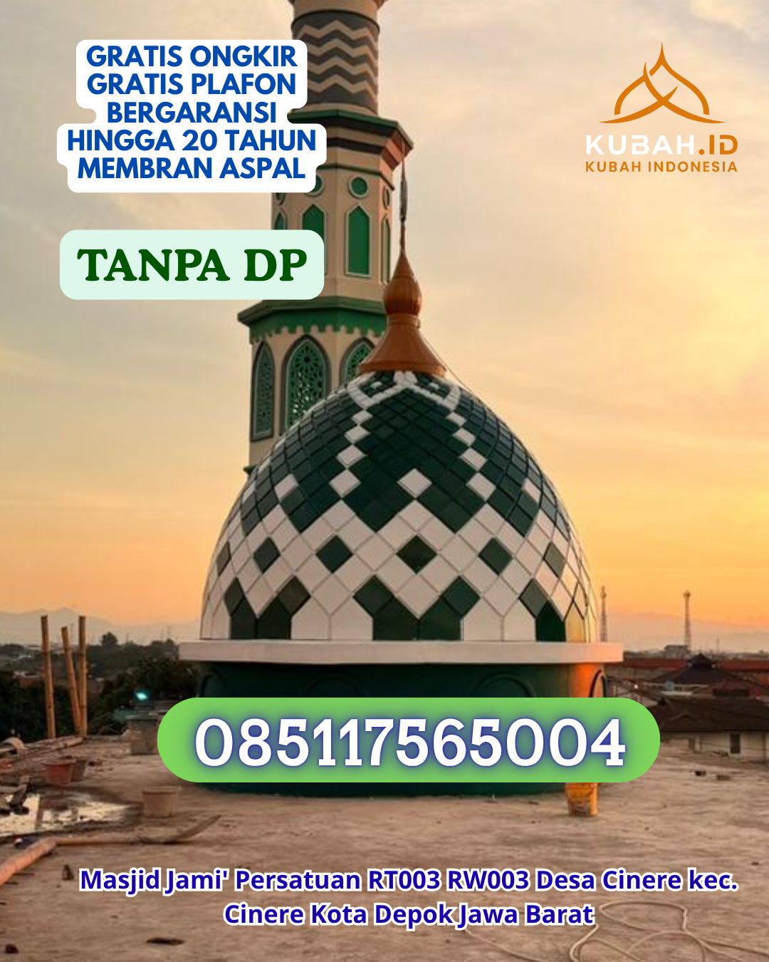 JUAL KUBAH MASJID MODERN HARGA HEMAT KEC. RANOWULU KOTA BITUNG PROV. SULAWESI UTARA WA 085117565004
