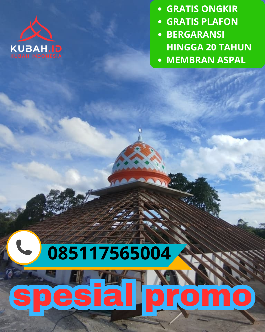 JUAL KUBAH MASJID GALVALUME TAHAN LAMA DI KEC. BANTUL, KAB. BANTUL, DI YOGYAKARTA (WA: 085117565004)