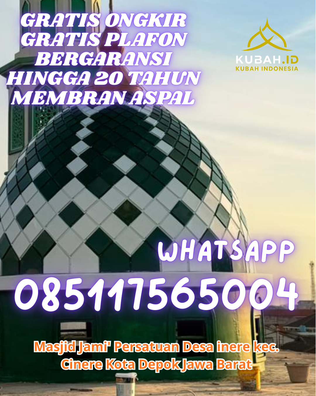 KUBAH MASJID STAINLESS STEEL BERKUALITAS BERGARANSI DI RAMBAH SAMO, ROKAN HULU, RIAU (WA: 085117565004)