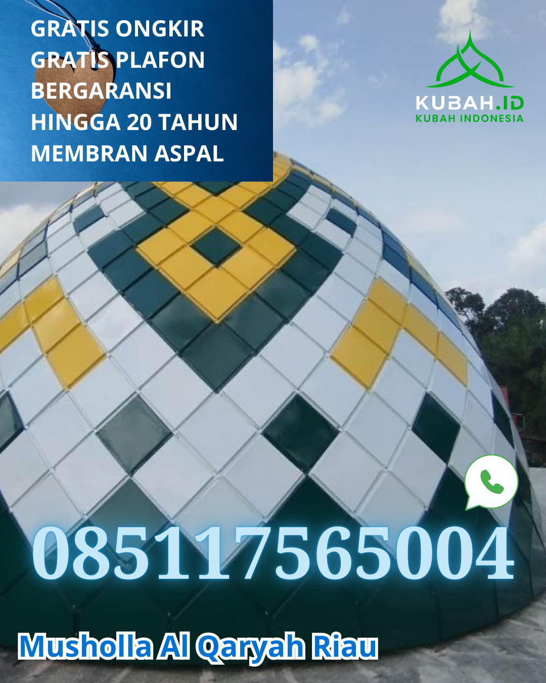 JUAL KUBAH MASJID GALVALUME TAHAN LAMA DI BAKTIRAJA, HUMBANG HASUNDUTAN, SUMATERA UTARA (WA: 085117565004)