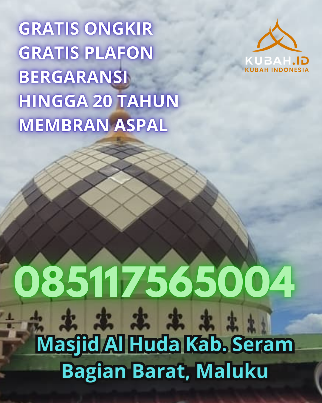 KUBAH MASJID STAINLESS STEEL BERKUALITAS BERGARANSI DI BATIPUH, TANAH DATAR, SUMATERA BARAT (WA: 085117565004)