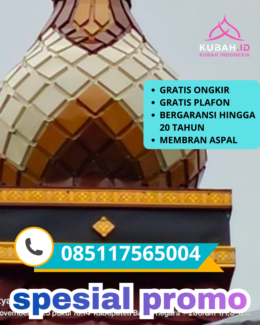 KUBAH MASJID GALVALUME HARGA TERJANGKAU DI KEC. PILANGKENCENG, KAB. MADIUN, JAWA TIMUR (WA: 085117565004)