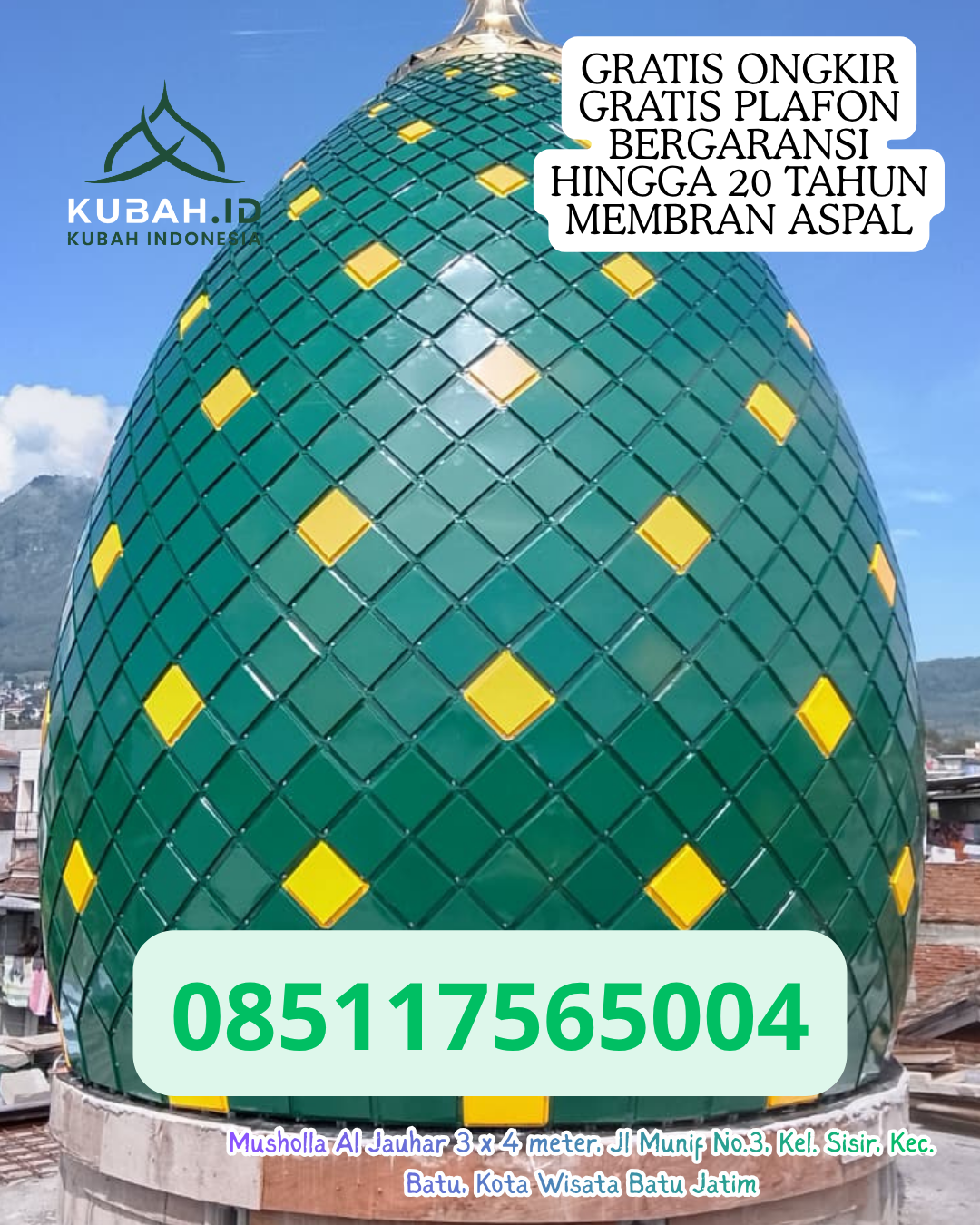 PABRIK KUBAH MASJID STAINLESS STEEL TERPERCAYA DI SEJANGKUNG, KAB. SAMBAS, KALIMANTAN BARAT (WA: 085117565004)
