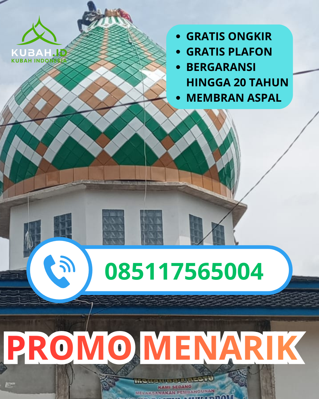 JUAL KUBAH MASJID GALVALUME PREMIUM DI KEC. WOYLA, KAB. ACEH BARAT, ACEH (WA: 085117565004)