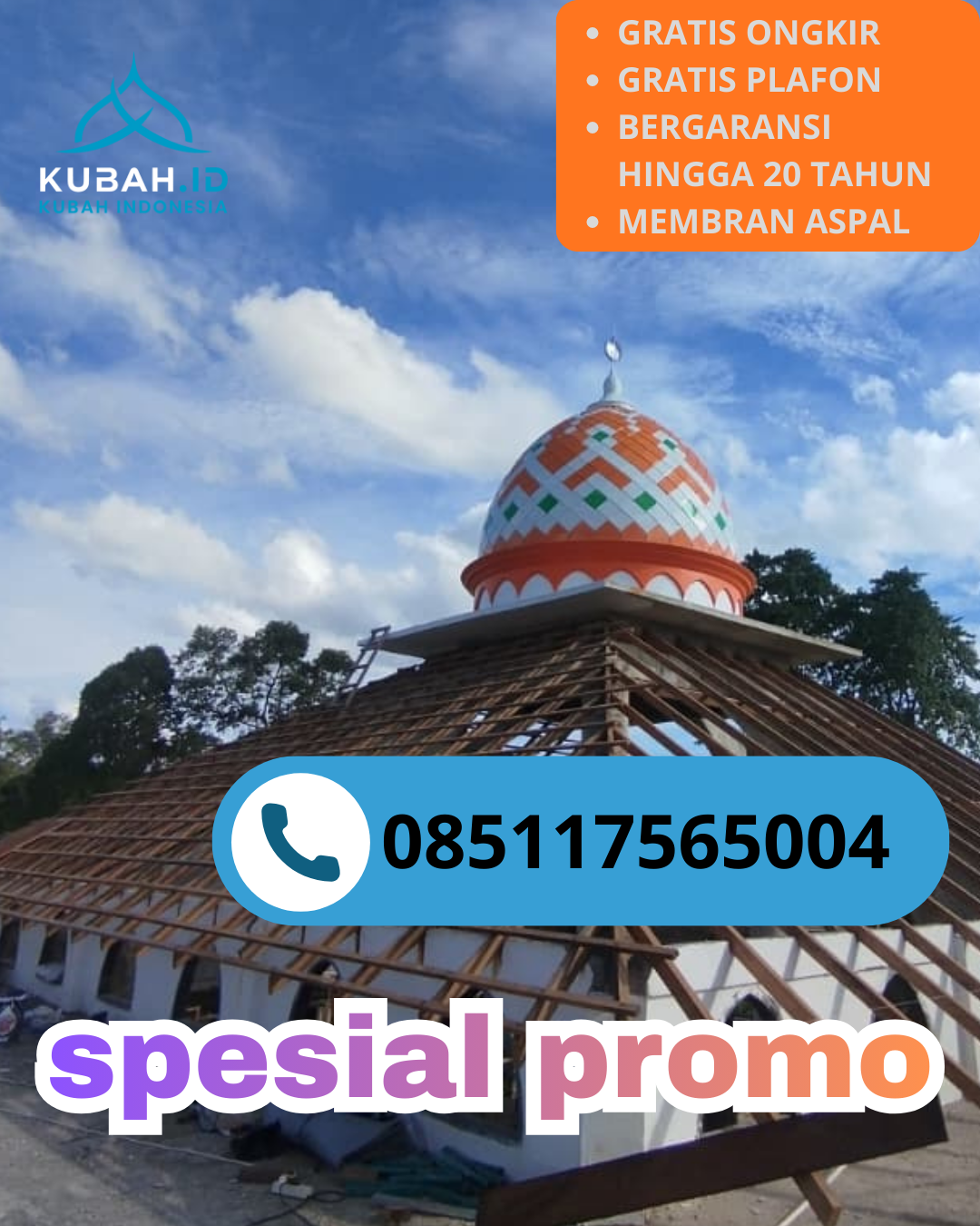 JUAL KUBAH MASJID GALVALUME TAHAN LAMA DI KEC. PIYUNGAN, KAB. BANTUL, DI YOGYAKARTA (WA: 085117565004)