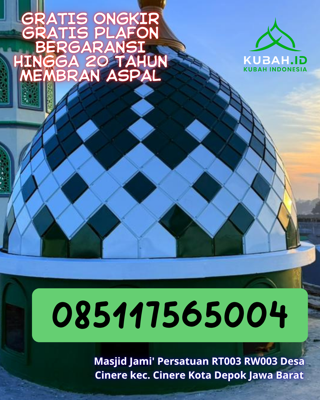 KUBAH MASJID GALVALUME HARGA TERJANGKAU DI ENGGAÑO, BENGKULU UTARA, BENGKULU (WA: 085117565004)