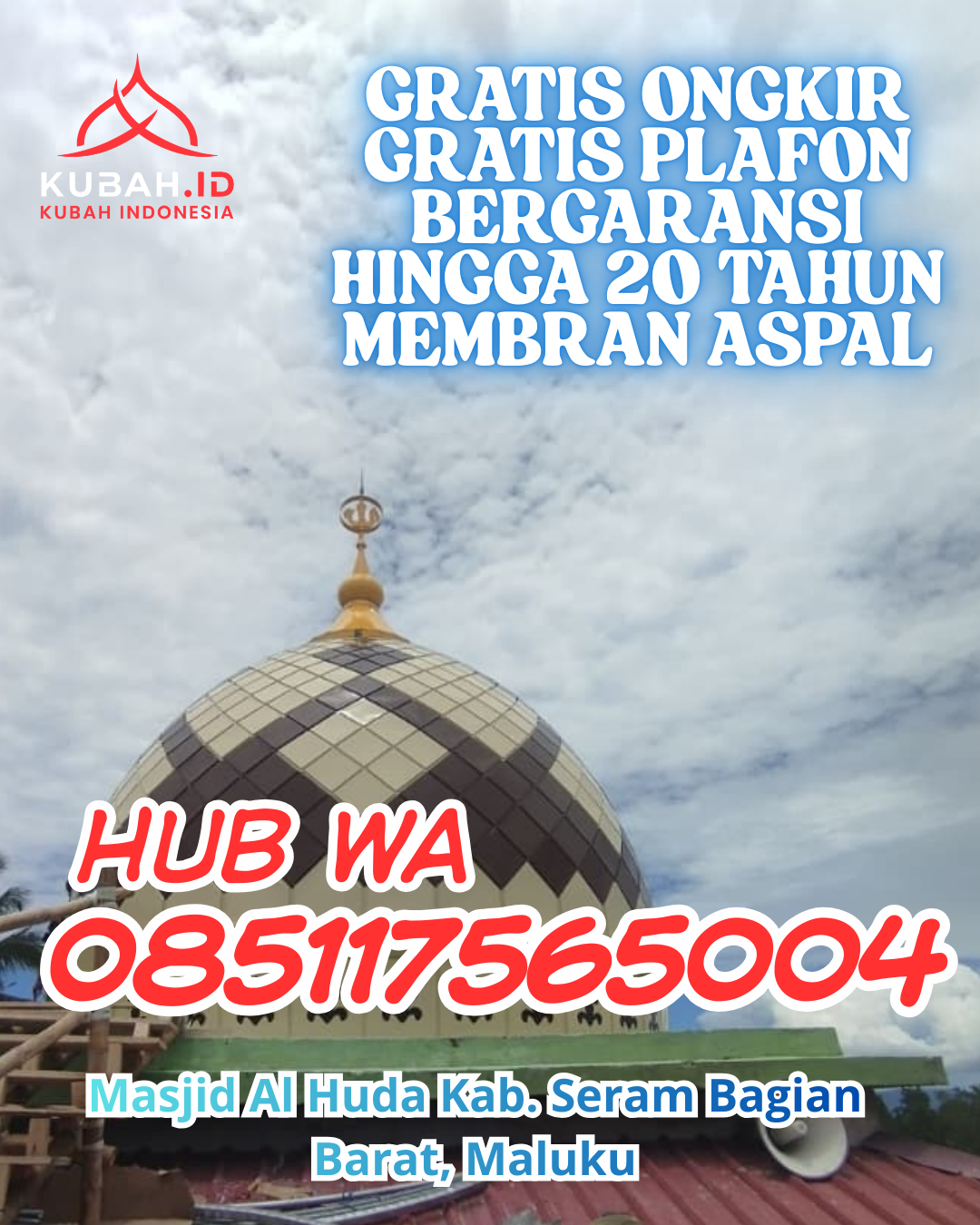 JUAL KUBAH MASJID GRC PREMIUM DI BANTAN, BENGKALIS, RIAU (WA: 085117565004)