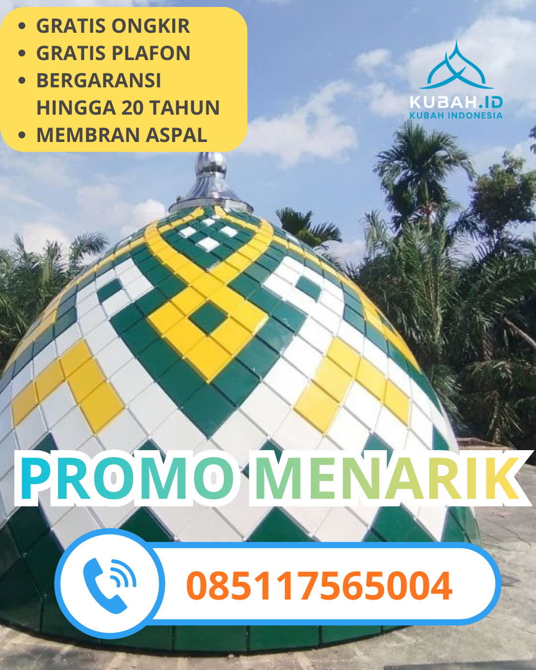 KUBAH MASJID GALVALUME DESAIN ELEGAN DI KEC. NGASEM, KAB. BOJONEGORO, JAWA TIMUR (WA: 085117565004)