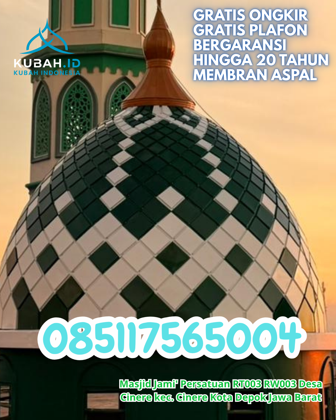 KUBAH MASJID GALVALUME CUSTOM MODEL MENARIK DI SEMIDANG AJI, OGAN KOMERING ULU (WA: 085117565004)