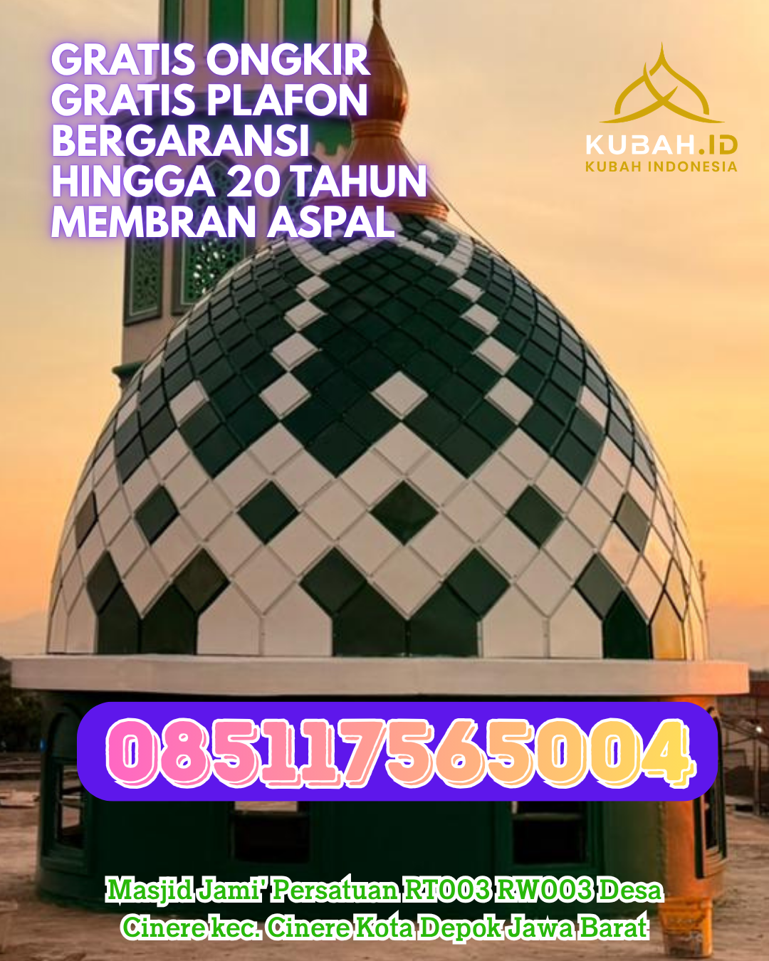 PUSAT KUBAH MASJID STAINLESS STEEL BERKUALITAS DI SELUMA, BENGKULU SELATAN, BENGKULU (WA: 085117565004)