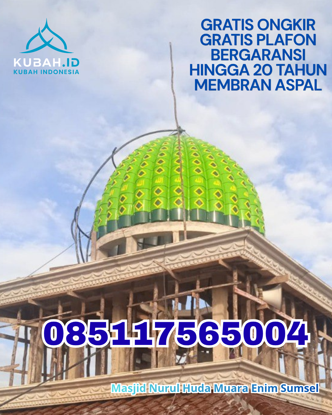 KUBAH MASJID STAINLESS STEEL DESAIN MODERN DI SUNGAILIAT, BANGKA, KEPULAUAN BANGKA BELITUNG (WA: 085117565004)