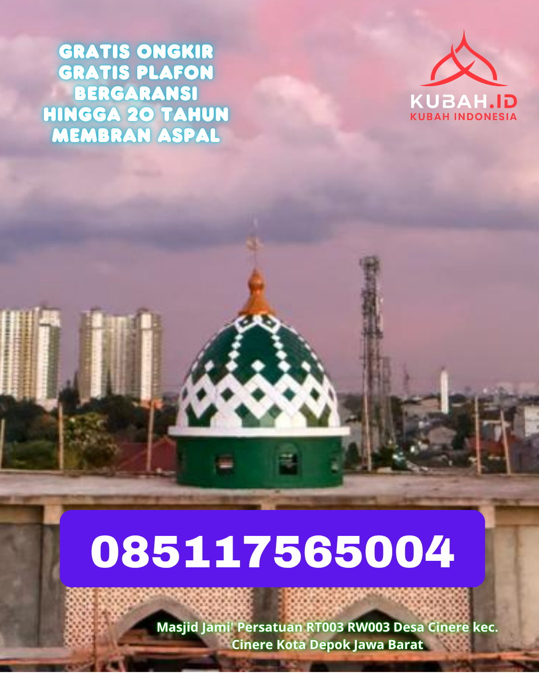 JUAL KUBAH MASJID ENAMEL PREMIUM DI TUGUMULYO, MUSI RAWAS, SUMATERA SELATAN (WA: 085117565004)