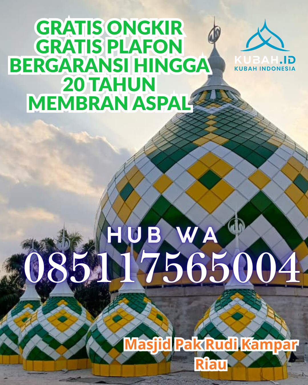 JUAL KUBAH MASJID ENAMEL PREMIUM DI BATANG ANAI, PADANG PARIAMAN, SUMATERA BARAT (WA: 085117565004)