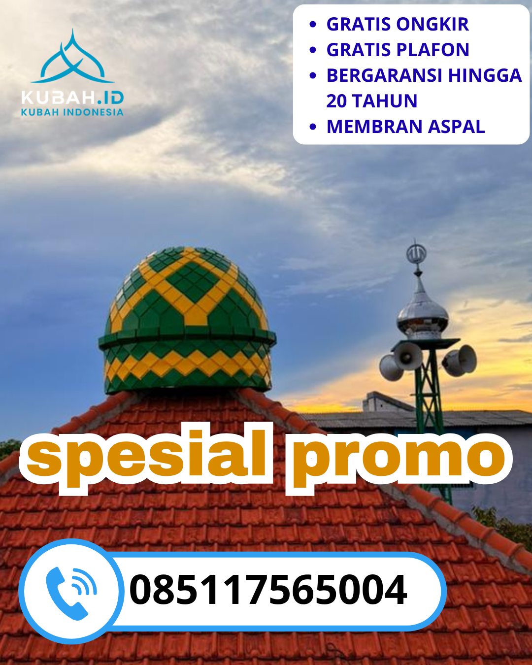 JUAL KUBAH MASJID GALVALUME TAHAN LAMA DI KEC. TAMBAKSARI, KOTA SURABAYA, JAWA TIMUR (WA: 085117565004)