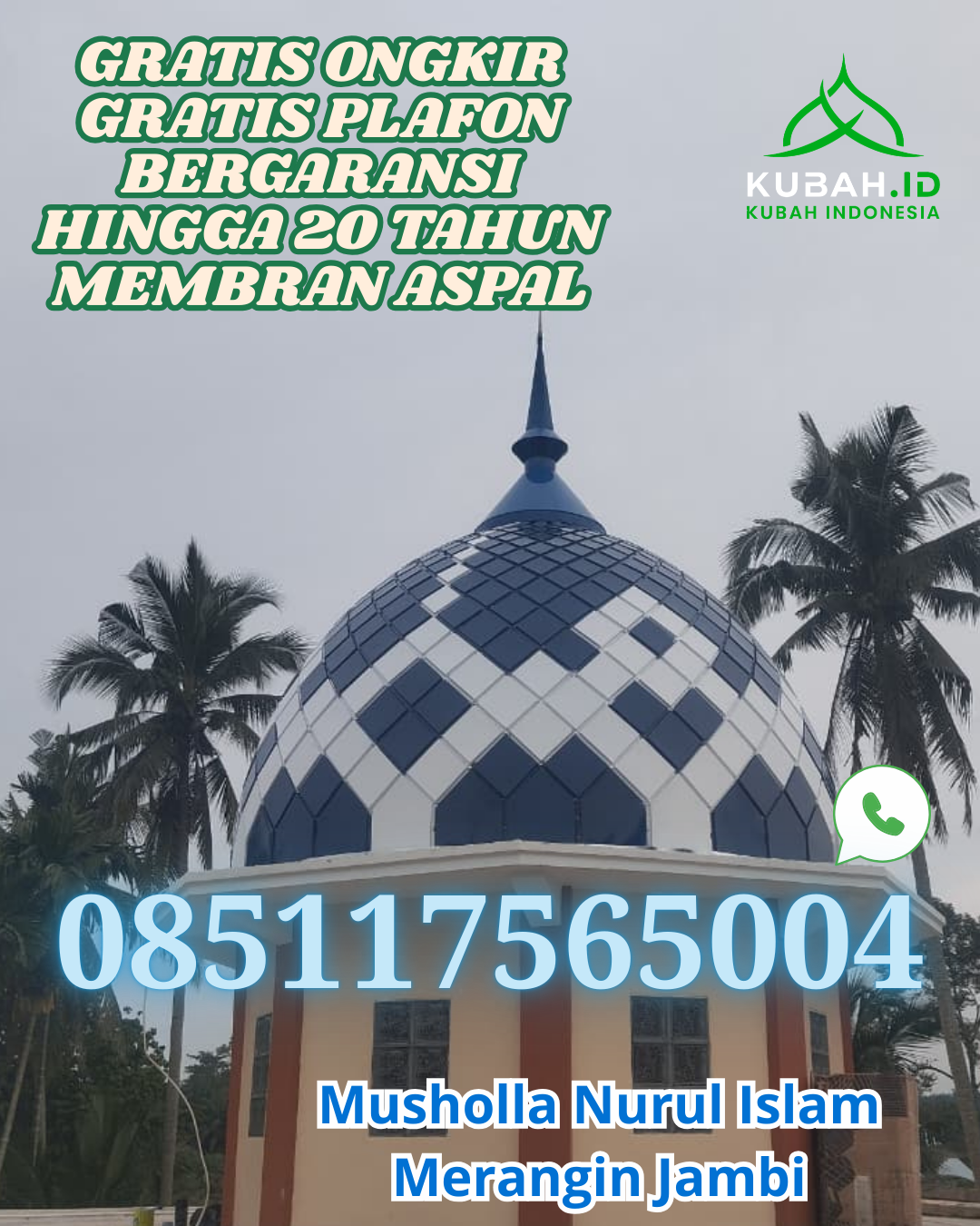 KUBAH MASJID GALVALUME DESAIN ELEGAN DI LAHOMI, NIAS BARAT, SUMATERA UTARA (WA: 085117565004)