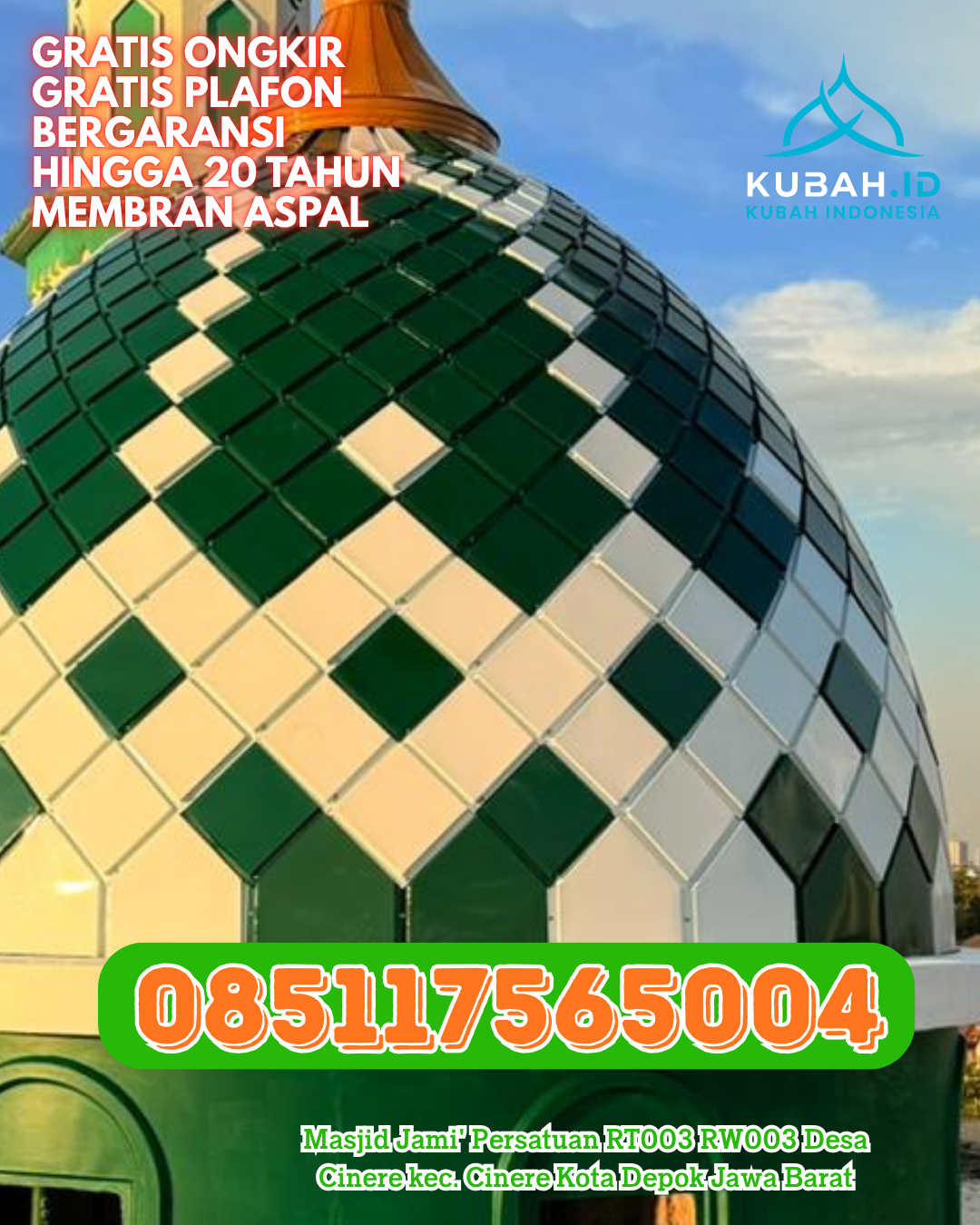 PRODUKSI KUBAH MASJID STAINLESS STEEL MODERN DI METRO BARAT, METRO (WA: 085117565004)