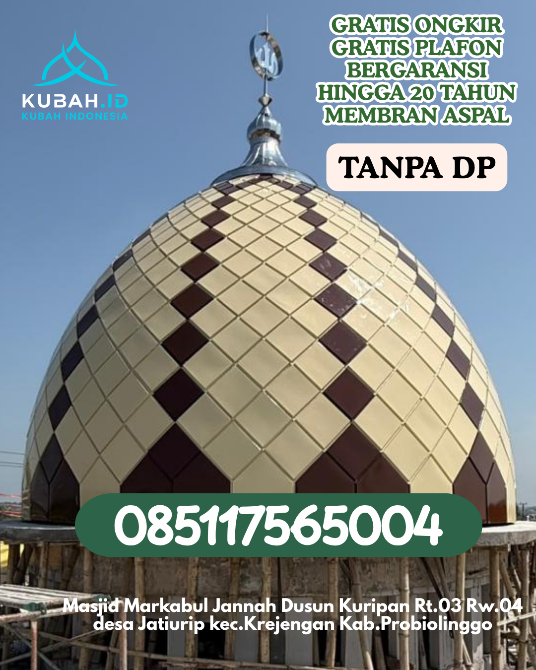 KUBAH MASJID GRC TAMPILAN ELEGAN KEC. LAMBA LEDA KAB. MANGGARAI TIMUR PROV. NTT WA 085117565004