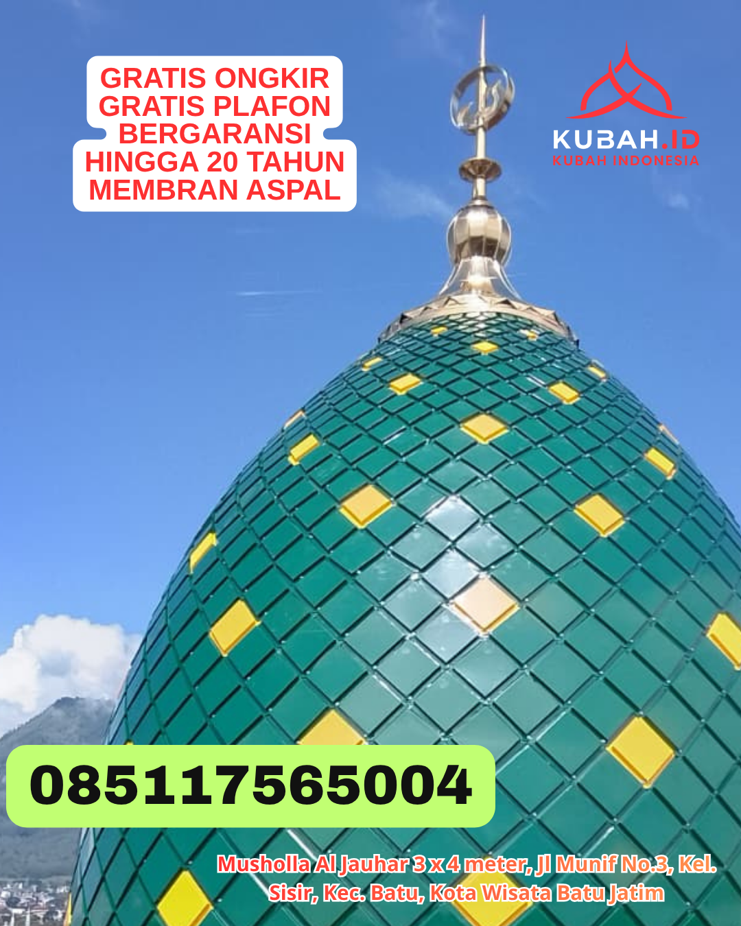 KUBAH STAINLESS STEEL ANTI KARAT KEC. CANDI LARAS SELATAN KAB. TAPIN KALIMANTAN SELATAN WA 085117565004