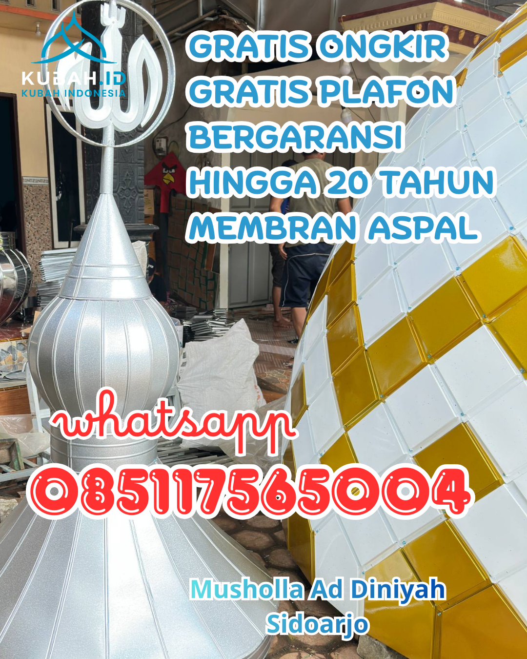 KUBAH MASJID ENAMEL HARGA TERJANGKAU DI DUMAI KOTA, DUMAI, RIAU (WA: 085117565004)