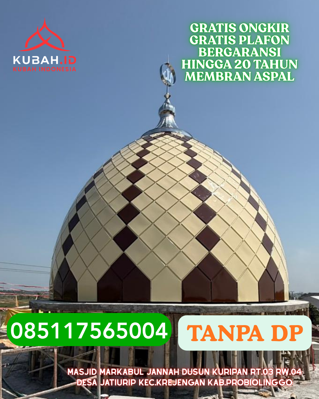 HARGA KUBAH MASJID ENAMEL MURAH KEC. LAMASI KAB. LUWU PROV. SULAWESI SELATAN WA 085117565004