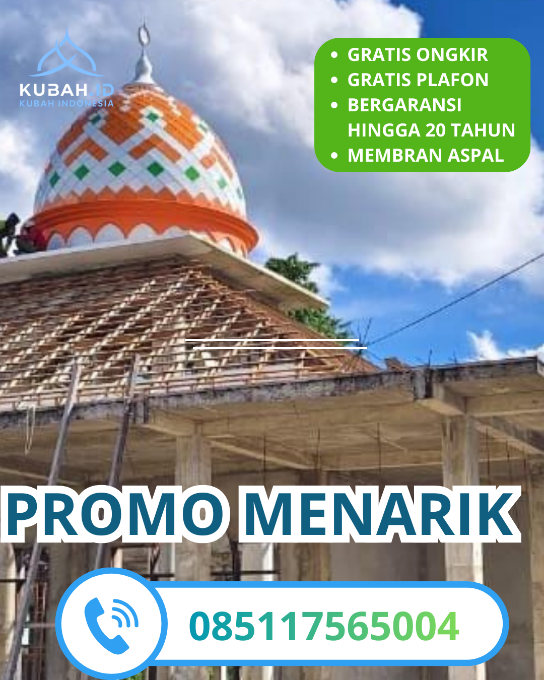 JUAL KUBAH MASJID GALVALUME TAHAN LAMA DI KEC. MERGANGSAN, KOTA YOGYAKARTA (WA: 085117565004)