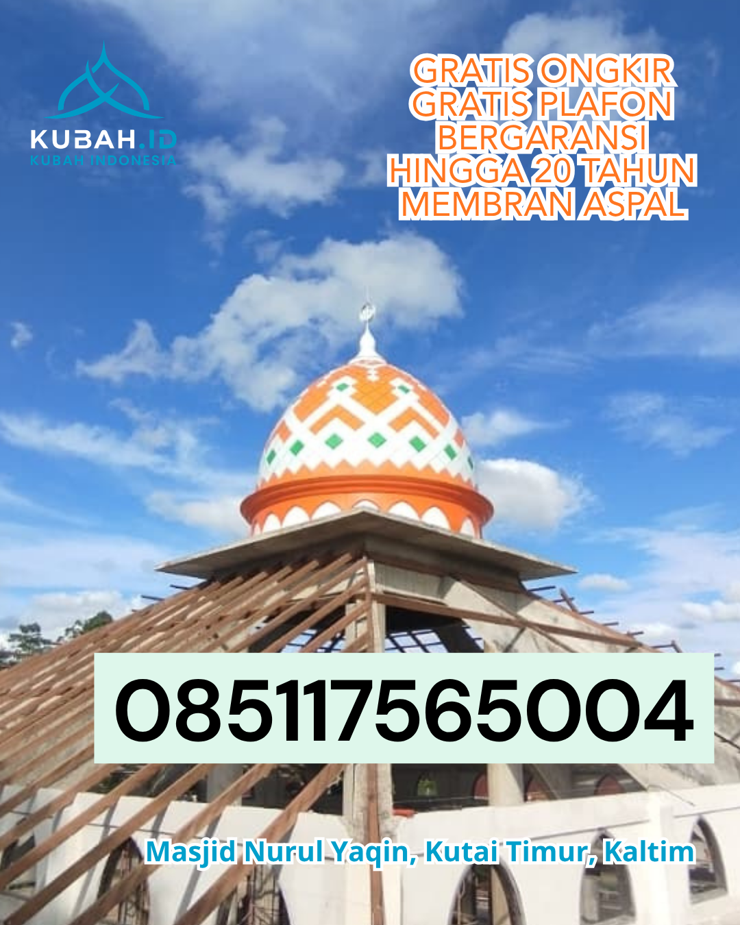 KUBAH MASJID ENAMEL BERGARANSI DI MERAWANG, BANGKA, KEPULAUAN BANGKA BELITUNG (WA: 085117565004)