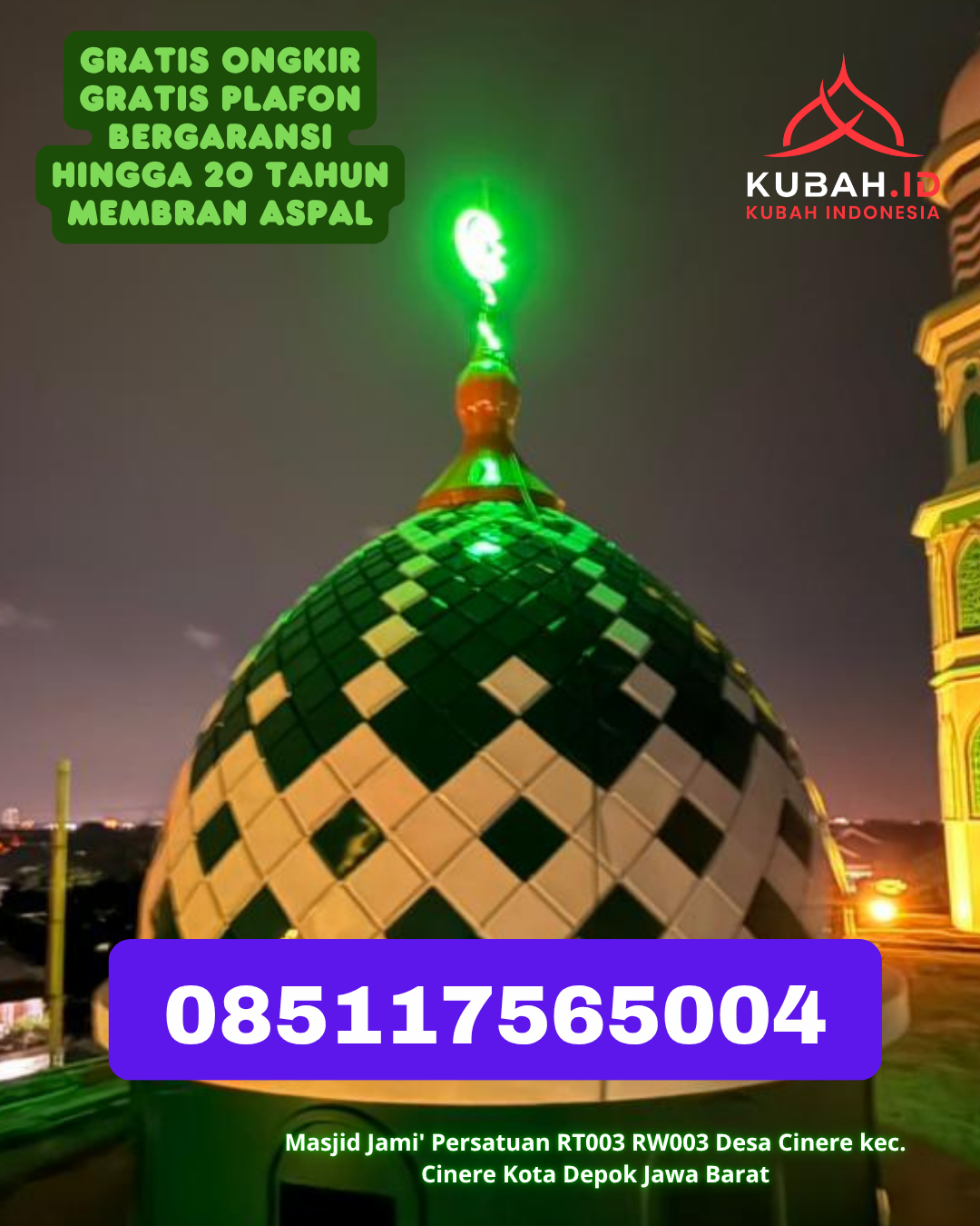 PABRIK KUBAH MASJID STAINLESS STEEL DI SINGKAWANG SELATAN, KOTA SINGKAWANG, KALIMANTAN BARAT (WA: 085117565004)