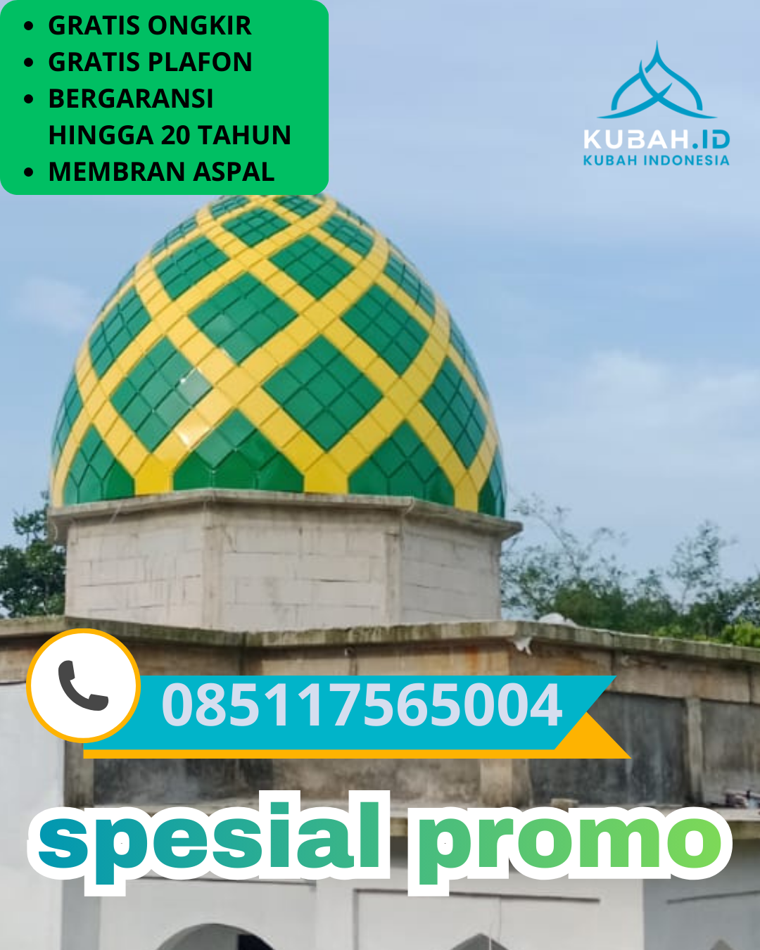 KUBAH MASJID GALVALUME HARGA TERJANGKAU DI KEC. WRINGIN, KAB. BONDOWOSO, JAWA TIMUR (WA: 085117565004)