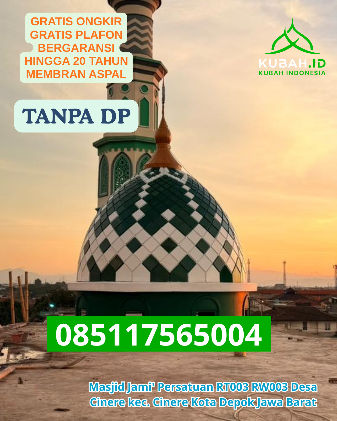 JUAL KUBAH MASJID HARGA LANGSUNG PRODUKSI KEC. WAKORUMBA UTARA KAB. BUTON UTARA PROV. SULAWESI TENGGARA WA 085117565004