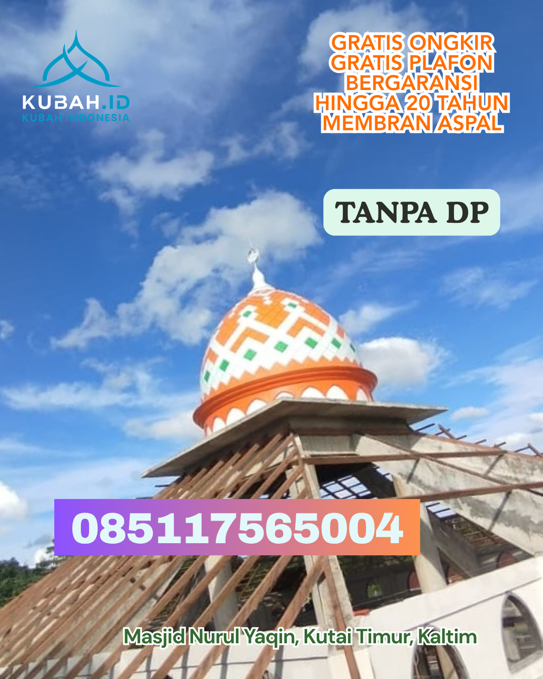 KUBAH MASJID STAINLESS STEEL DESAIN KEKINIAN KEC. CIMANGGIS KOTA DEPOK PROV. JABAR WA 085117565004