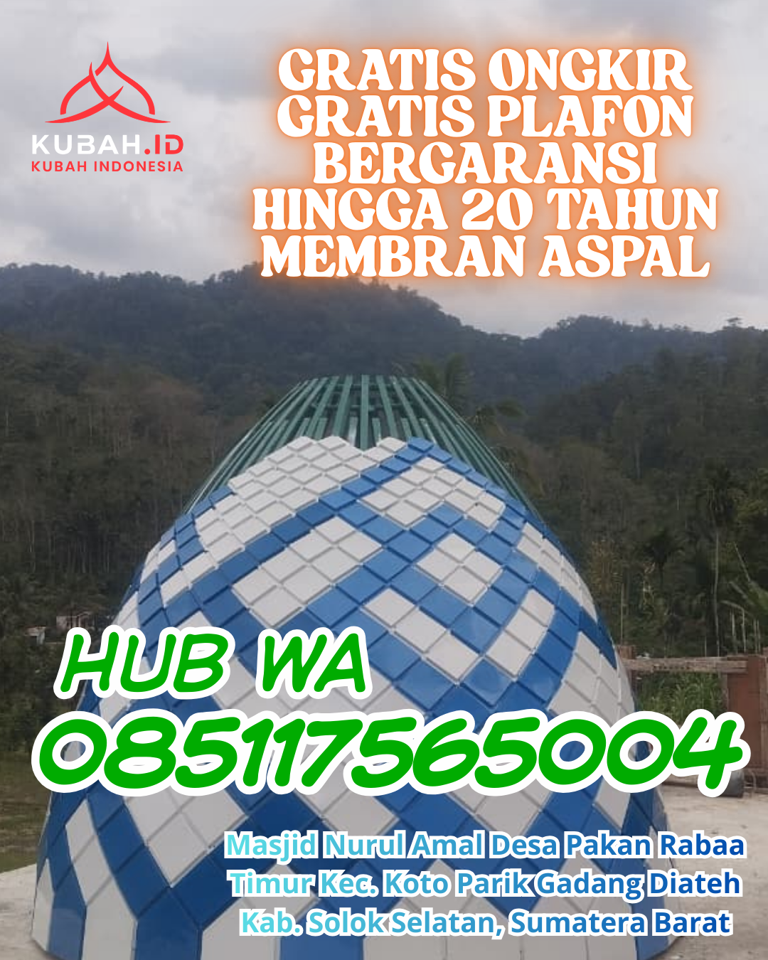 JUAL KUBAH MASJID GRC PREMIUM DI DANAU SIPIN, JAMBI, JAMBI (WA: 085117565004)