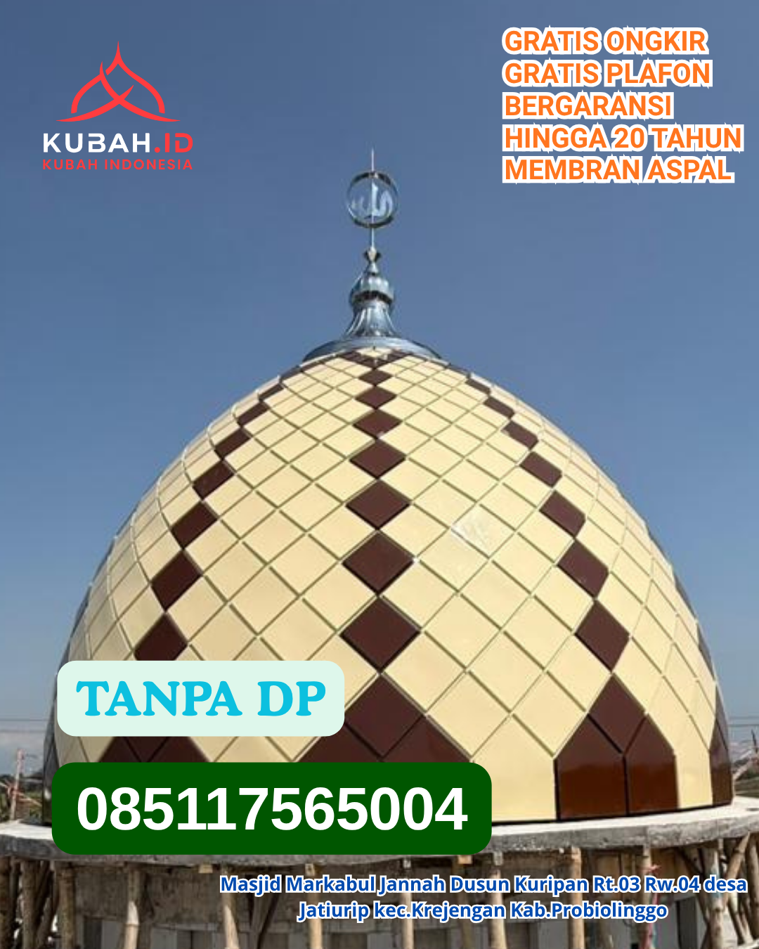KUBAH MASJID STAINLESS STEEL ELEGAN KEC. MESSAWA KAB. MAMASA PROV. SULAWESI BARAT WA 085117565004