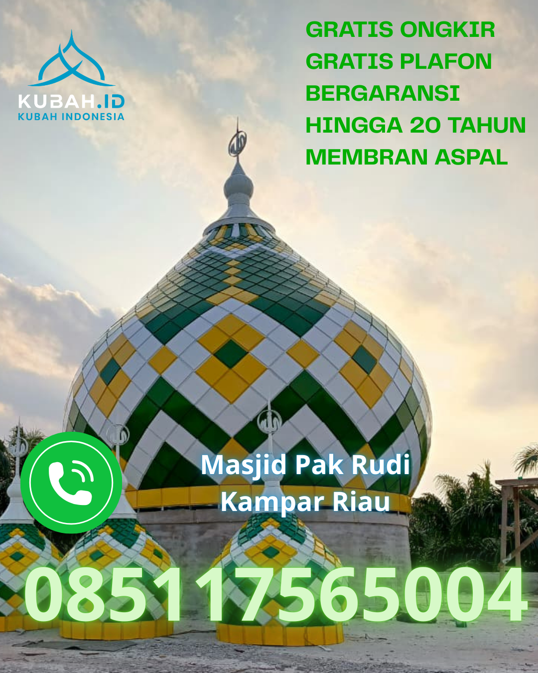 PUSAT KUBAH MASJID GALVALUME BERGARANSI RESMI DI SIANTAR MARIHAT, PEMATANGSIANTAR, SUMATERA UTARA (WA: 085117565004)