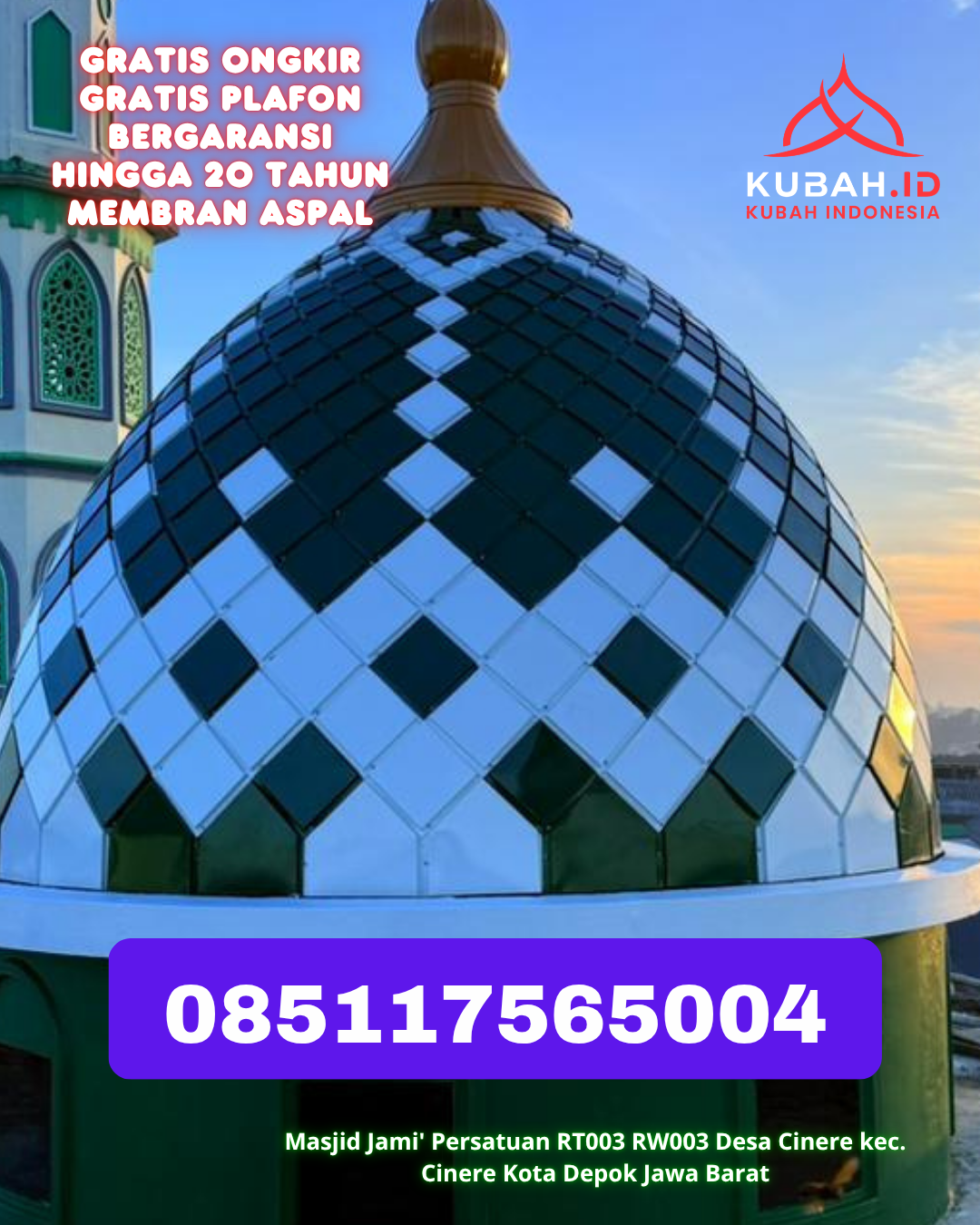 PABRIK KUBAH MASJID STAINLESS STEEL TERPERCAYA DI SIDOMULYO, LAMPUNG SELATAN (WA: 085117565004)