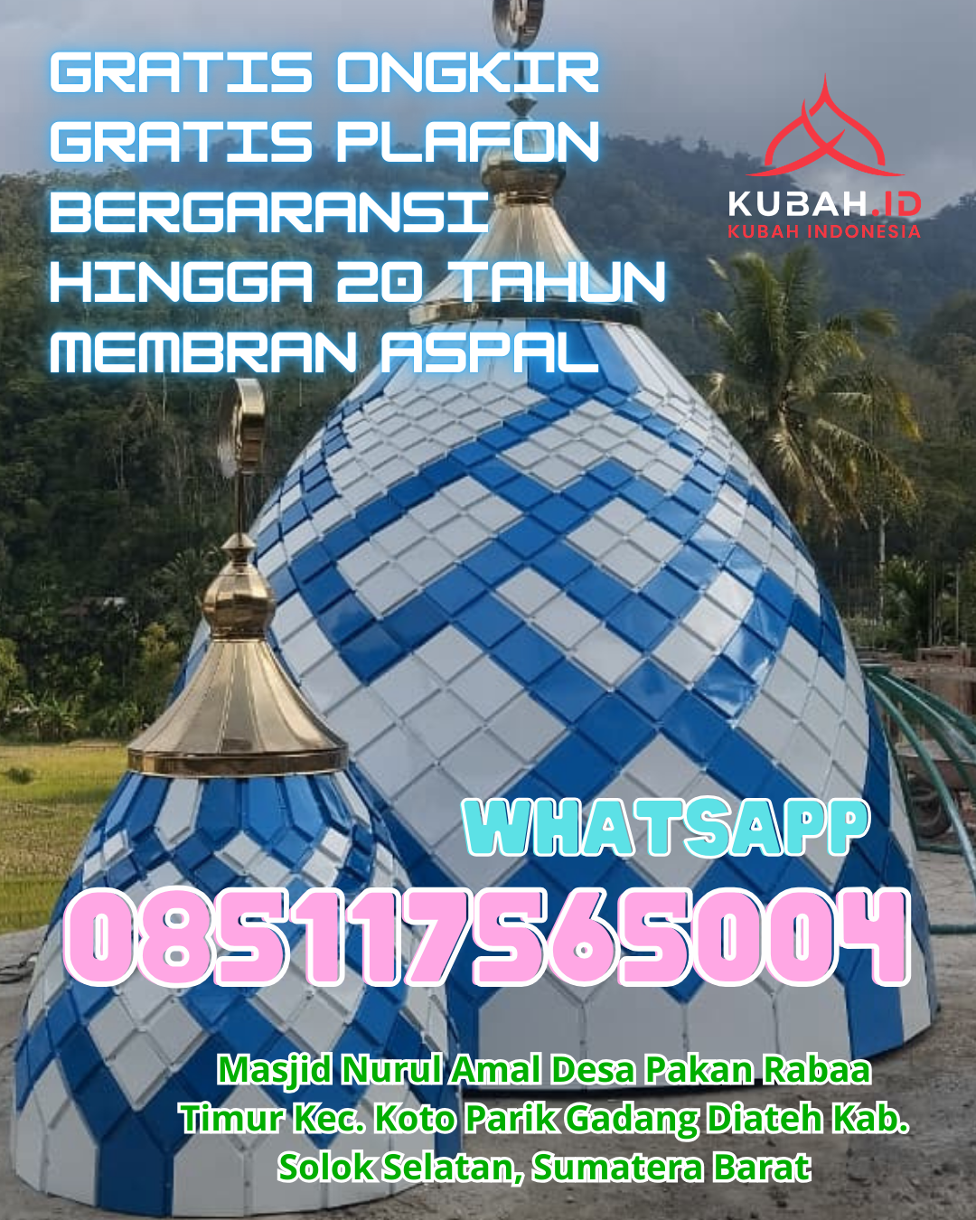 KUBAH MASJID ENAMEL DESAIN ELEGAN DI ALAM BARAJO, JAMBI, JAMBI (WA: 085117565004)