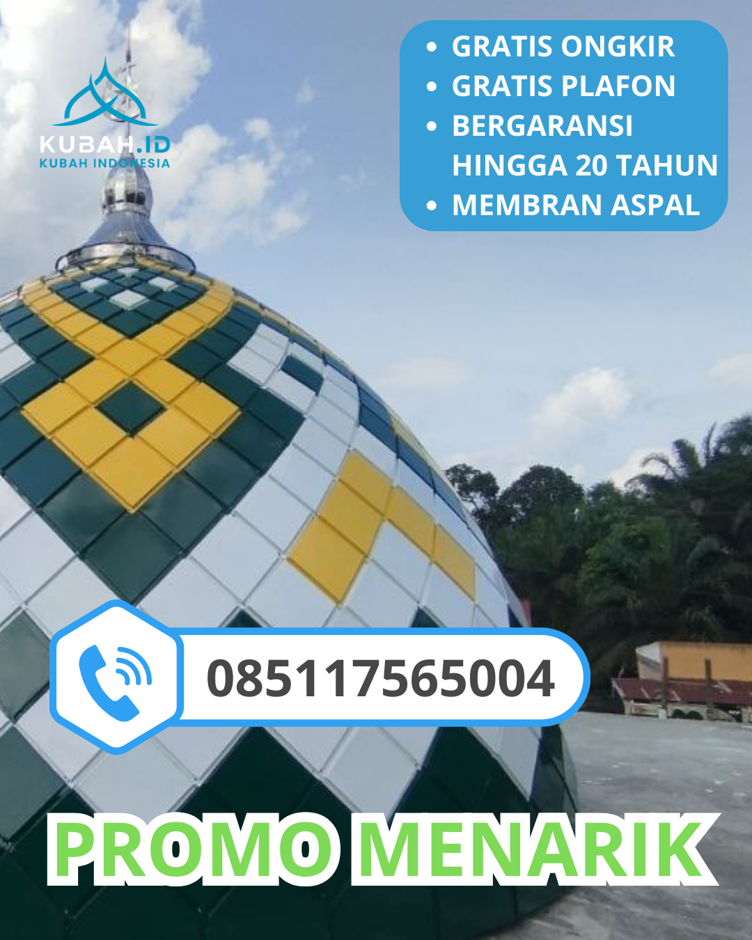 JUAL KUBAH MASJID GALVALUME TAHAN LAMA DI KEC. BIREUEN, KAB. BIREUEN, ACEH (WA: 085117565004)