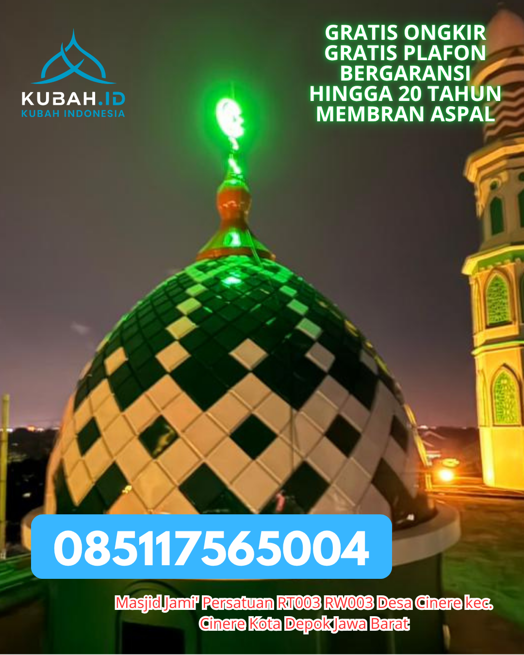 KUBAH MASJID ENAMEL ELEGAN TAHAN LAMA KEC. MALINAU BARAT KAB. MALINAU KALIMANTAN UTARA WA 085117565004