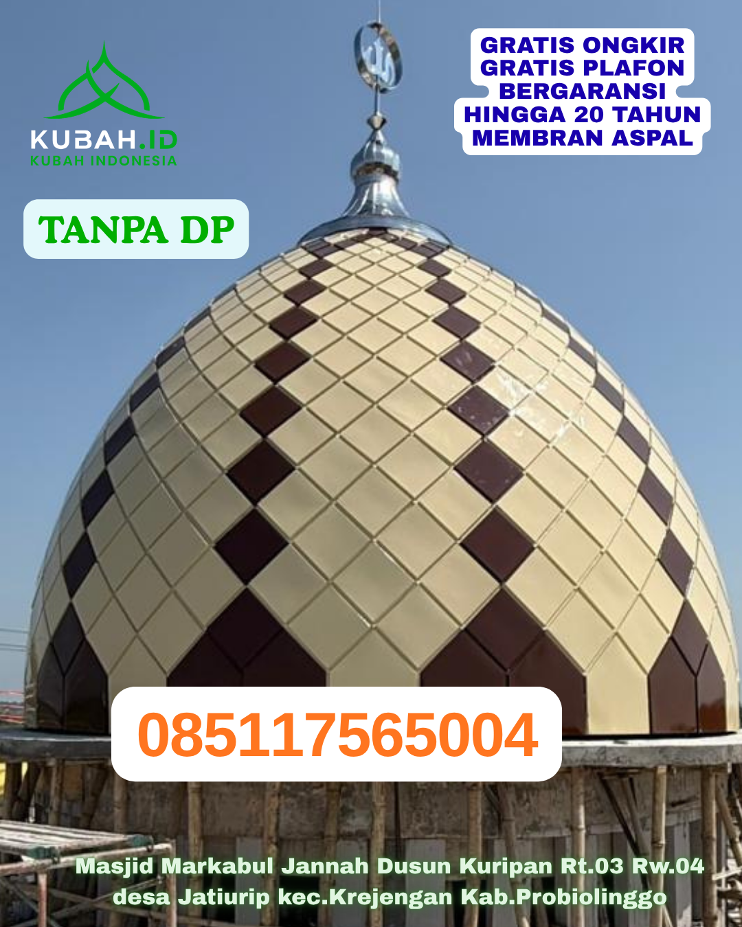 KUBAH MASJID GRC KUAT DAN AWET KEC. SABU TIMUR KAB. SABU RAIJUA PROV. NTT WA 085117565004