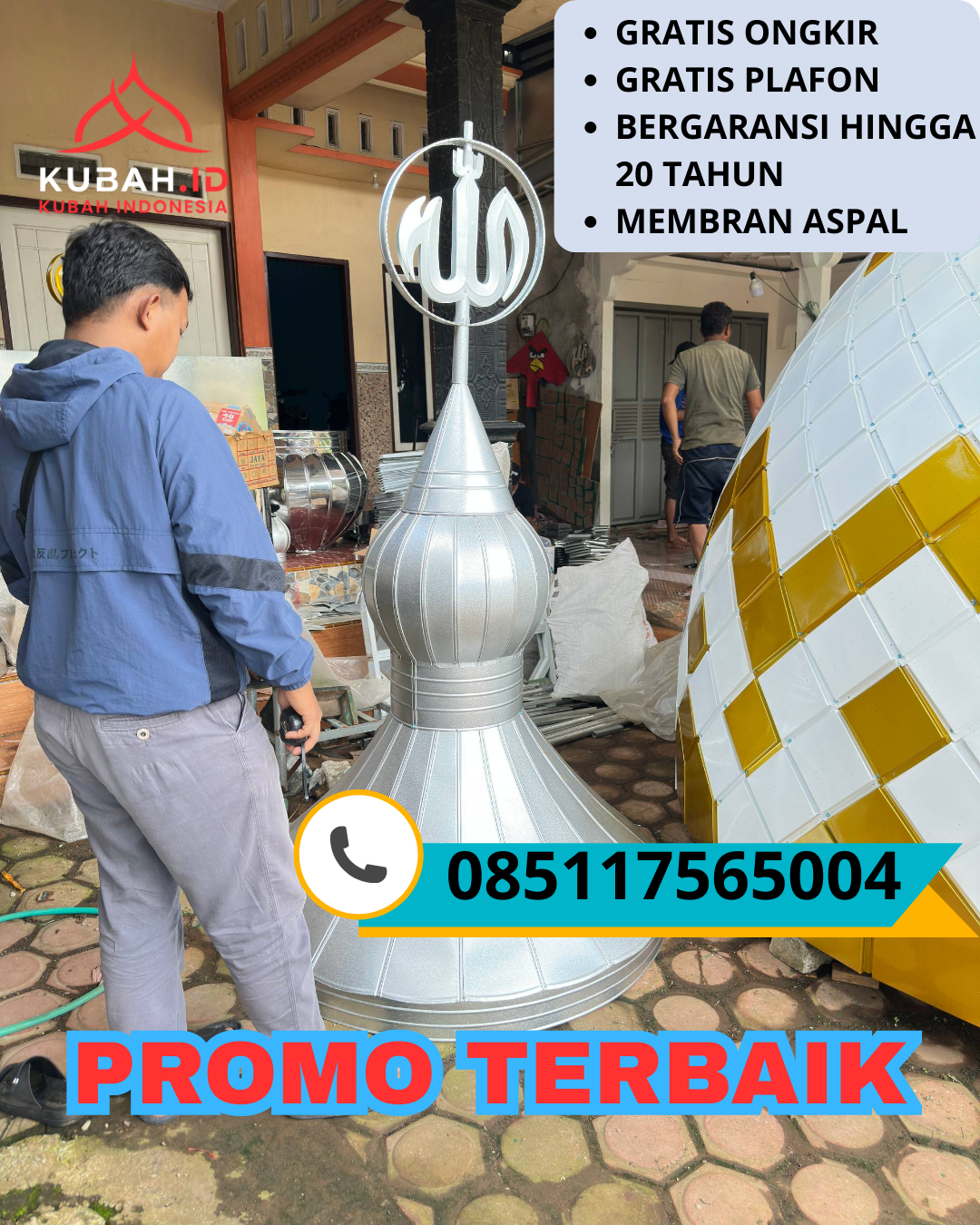 JUAL KUBAH MASJID BAHAN GALVALUM TAHAN LAMA DI KEC. GUNUNGPUYUH, KOTA SUKABUMI (WA: 085117565004)