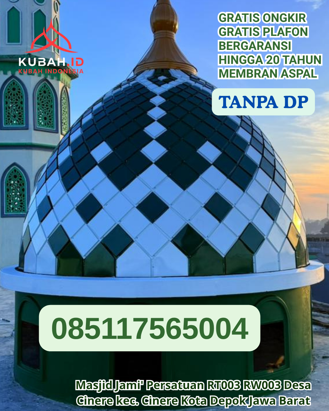 KUBAH MASJID STAINLESS STEEL BERKILAU INDAH KEC. LAMBUSANGO KAB. KOLAKA TIMUR PROV. SULAWESI TENGGARA WA 085117565004