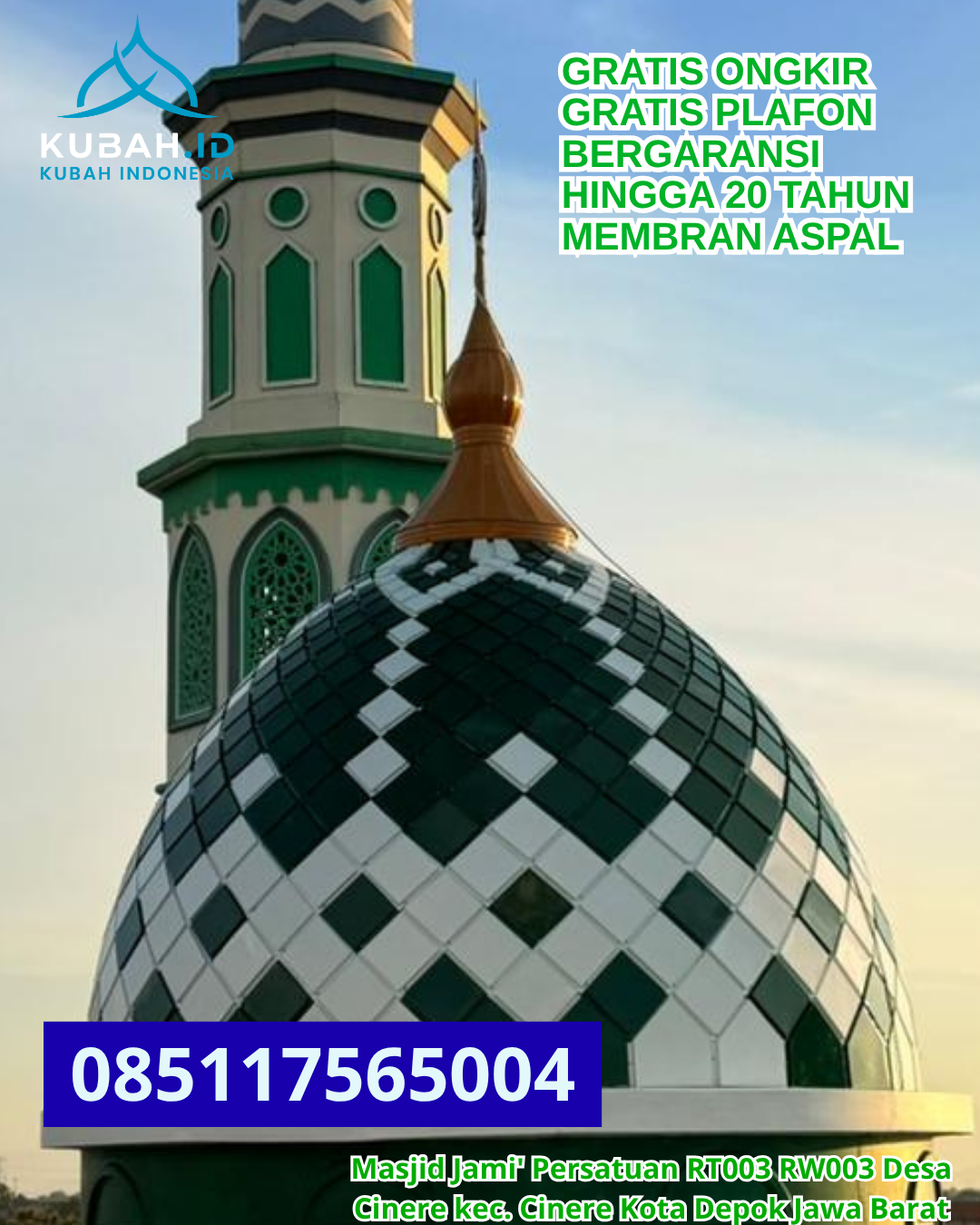 KUBAH MASJID ENAMEL KUALITAS PREMIUM KEC. TAPIN UTARA KAB. TAPIN KALIMANTAN SELATAN WA 085117565004