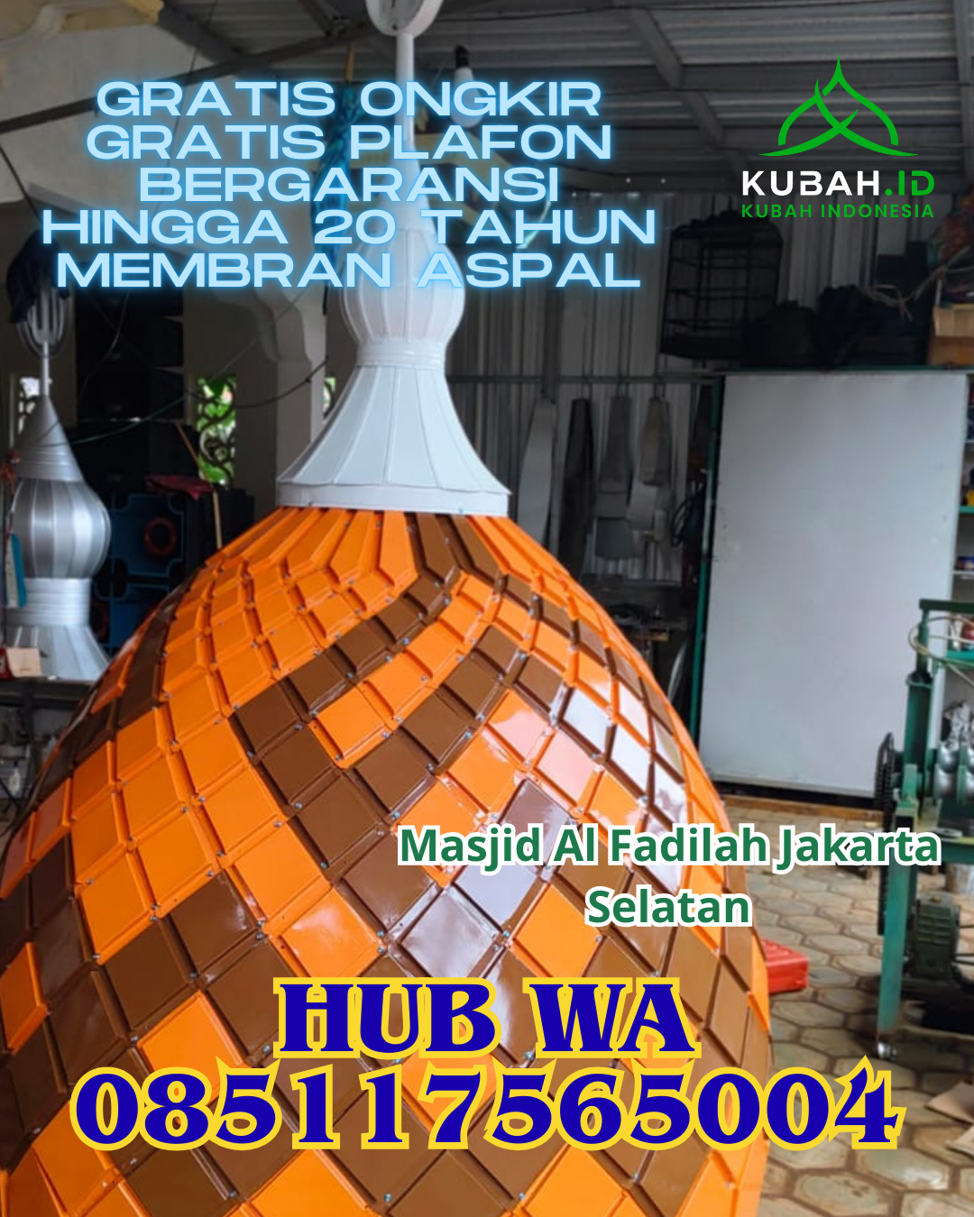 JUAL KUBAH MASJID GALVALUME TAHAN LAMA DI BARUMUN SELATAN, PADANG LAWAS, SUMATERA UTARA (WA: 085117565004)