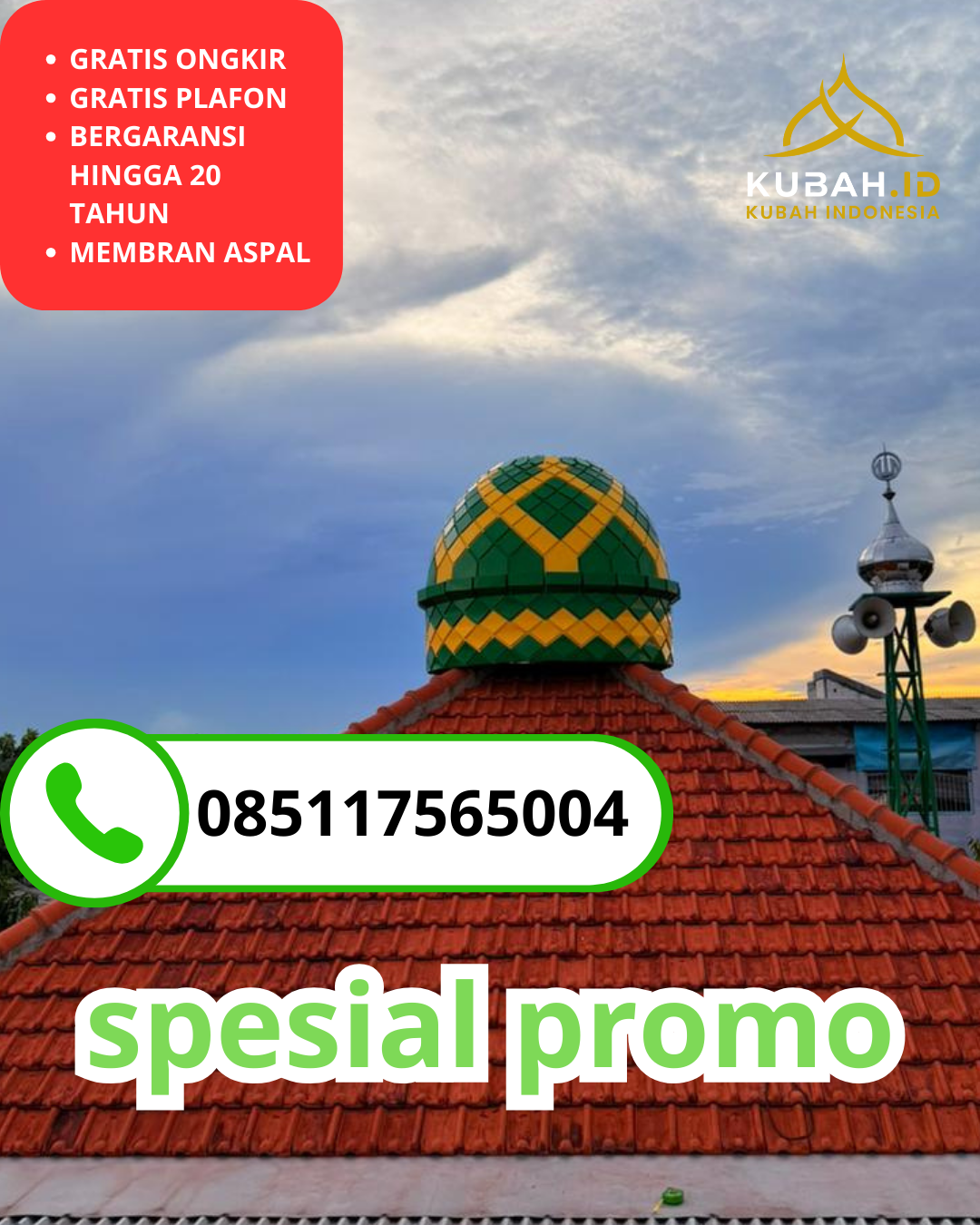 KUBAH MASJID GALVALUM HARGA TERJANGKAU DI KEC. CIGUGUR, KAB. PANGANDARAN (WA: 085117565004)