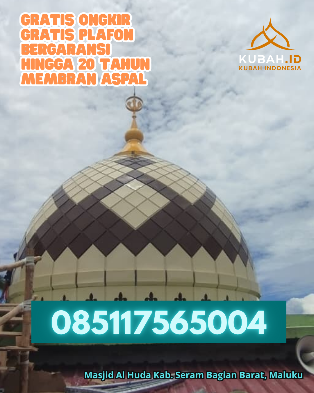 JUAL KUBAH MASJID STAINLESS STEEL PREMIUM DI BELAKANG PADANG, BATAM, KEPULAUAN RIAU (WA: 085117565004)